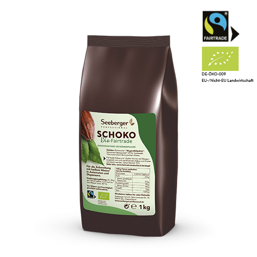Packung Trinkschokolade Seeberger Schoko Bio Fairtrade