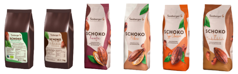 Schoko-Drinks in einer Reihe