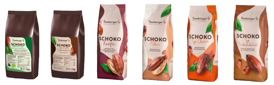 Schoko-Drinks in einer Reihe