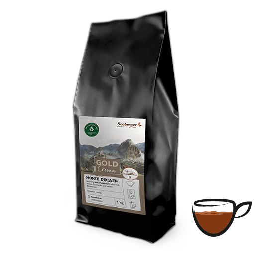 Röstkaffee Seeberger, Gold Label, Monte Decaff, Entkoffniert