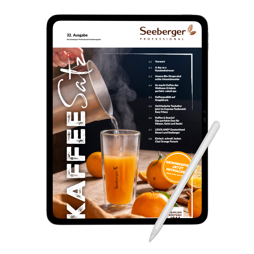32. Kaffeesatz Ausgabe, Kundenmagazin Seeberger Professional, Übersicht mit Titel